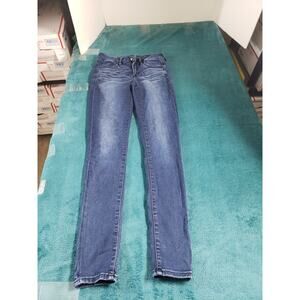 American Eagle Jeans Size 4 Womens Blue Stretch Pants Denim Mid Rise Jegging